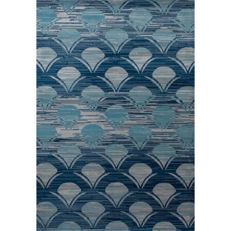 ART CARPET 3 X 4 Ft. Seaport Collection Waves Woven Area Rug, Blue 841864117110